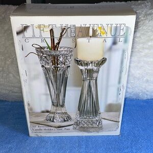 NWT FIFTH AVENUE LEAD CRYSTAL.  10” REVERSABLE Candle Holder/Vase.